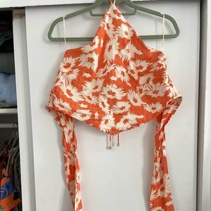 Halter floral top with tie back